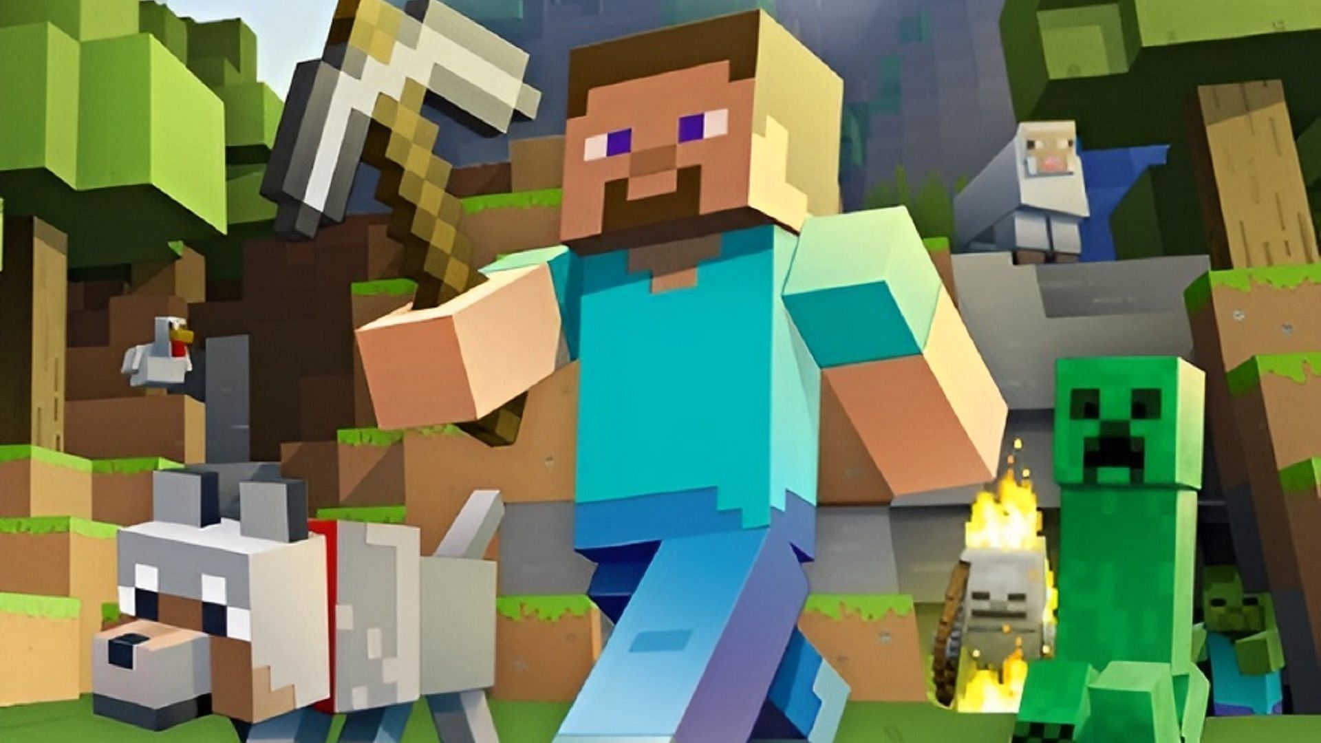 This Minecraft key art appeared quite early in the game's history and was seen on many Legacy Console Edition releases (Image via Mojang)